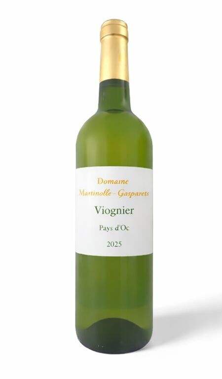 Organic white wine, artisan IGP Pays d’Oc, single-vineyard Viognier, 2025