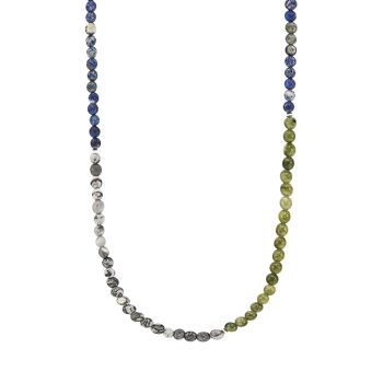 Jaspe gris, jade vert et sodalite bleue Isaac Collier SKINNY en argent et pierre x bracelet enroulé 1