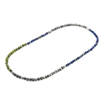 Jaspe gris, jade vert et sodalite bleue Isaac Collier SKINNY en argent et pierre x bracelet enroulé 4