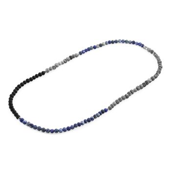 Sodalite bleue, onyx noir et jaspe gris Isaac Collier SKINNY en argent et pierre x bracelet enroulé 4