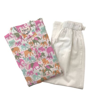 Ropa para niños - Pijama Kurta de tela de algodón para niños, traje de noche para niños