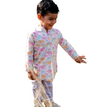 Vêtements pour enfants - Pyjama Kurta en tissu de coton pour enfants, costume de nuit pour enfants 2