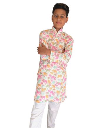 Vêtements pour enfants - Pyjama Kurta en tissu de coton pour enfants, costume de nuit pour enfants 4