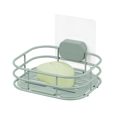 Wall-mounted soap dish and sponge holder, 14 x 12.5 x 10 cm, Green, RAN10683