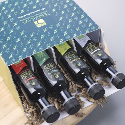 BIO - Coffret cadeau DEGUSTATION - Quatre gammes d'huile Terradiva 0,10L
