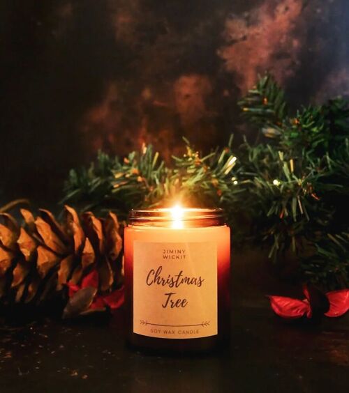 Christmas Tree - Soy Wax Candle - Amber jar
