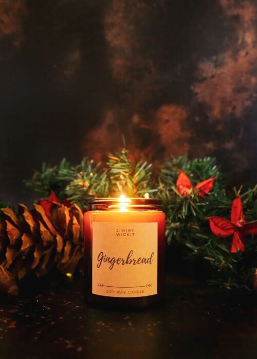 Gingerbread - Soy Wax Candle - Amber Jar