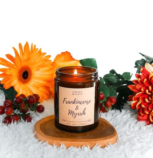Frankincense & Myrrh - Soy Wax Candle - Amber Jar
