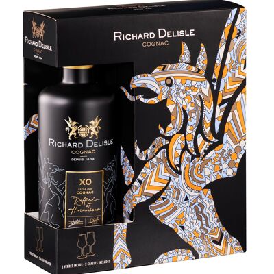 Cognac XO Black Edition Richard Delisle Coffret + 2 verres tulipe