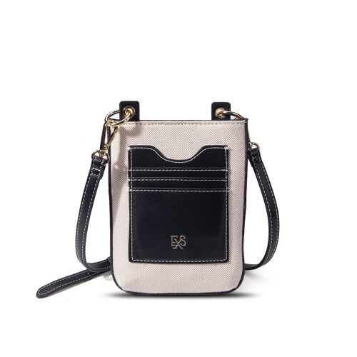 Exs-25560 Esther Pochette Téléphone canvas pu recyclé beige/black