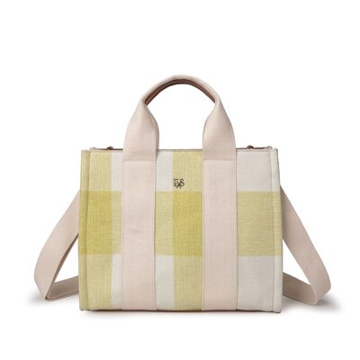 Exs-25563 Vivien Handbag or shoulder bag canvas pu beige-green/camel