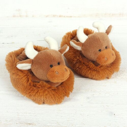 Highland Cow Baby Slippers Brown (0-6 months)