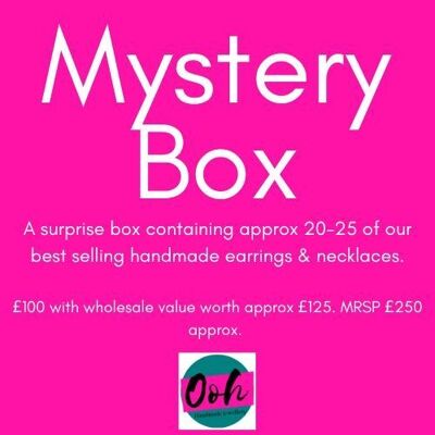 Caja misteriosa que contiene aprox. 20-25 artículos de nuestros aretes y collares hechos a mano más vendidos