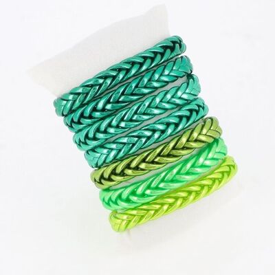 Kit di 7 giunchi buddisti intrecciati - Mix verde