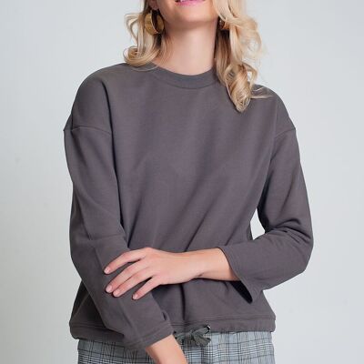 Sweat-shirt en coton gris