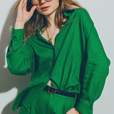 Camicia Loose Fit in cotone di colore verde