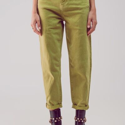 Jean ample taille mi-haute en coton - Citron vert acide