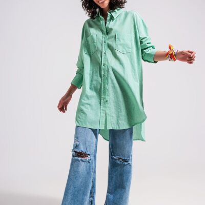 Cotton oversized shirt in green
