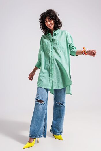 Chemise oversize en coton vert 1