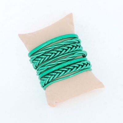 Kit of 8 mixed Buddhist bangles - Green