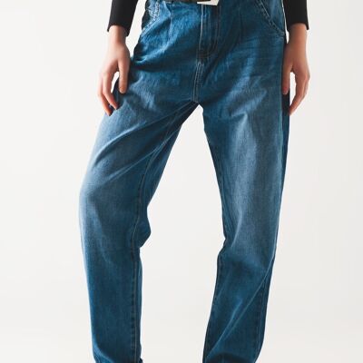 Cotton skater tapered carpenter jeans in mid wash