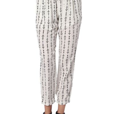 Cream pants with contrast geo-tribal print