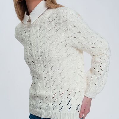 Jersey de crochet en crema