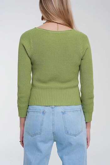 Pull en tricot au crochet vert 3