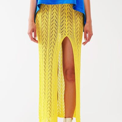 Jupe longue en crochet jaune