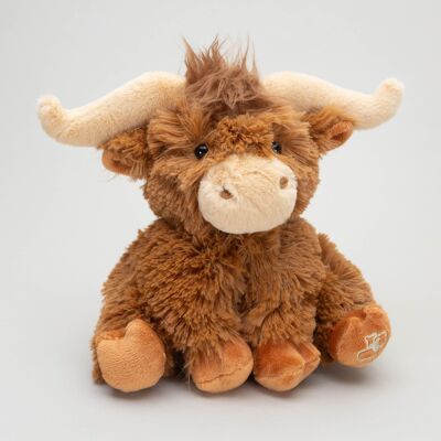 Peluche en peluche de vache des Highlands en chaleur de 23 cm, CE/UKCA