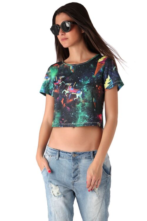 Crop top with illustrated print