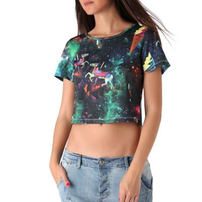 Crop top with illustrated print