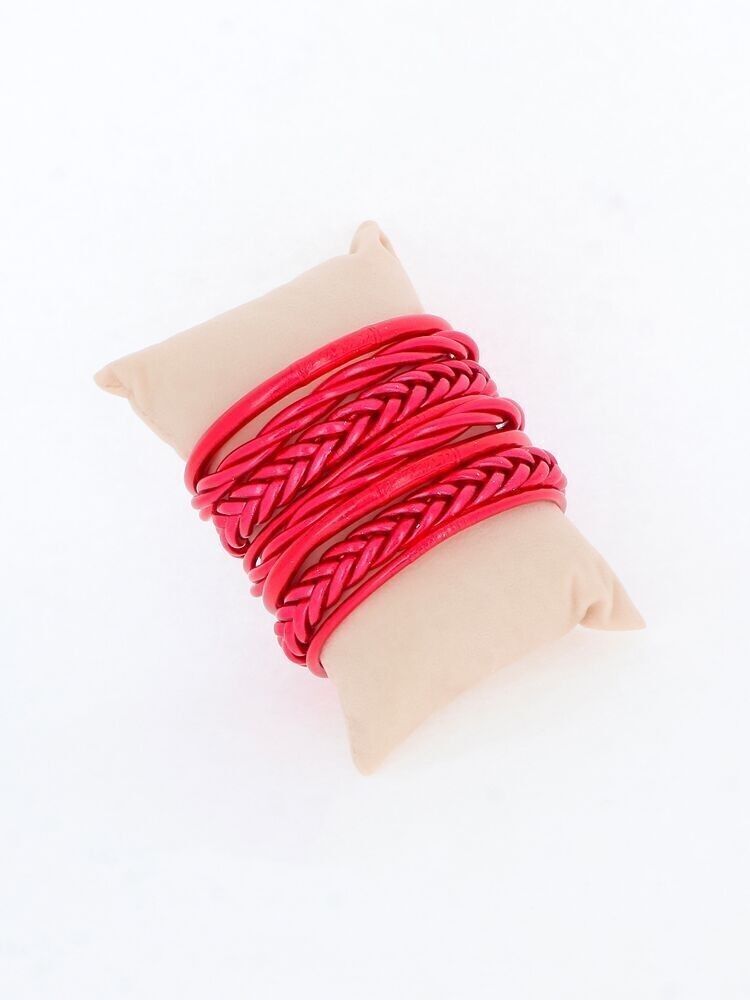 Kit di 8 braccialetti buddisti misti - Rosso brillante