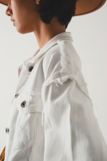 Veste camionneur courte en denim blanche 6