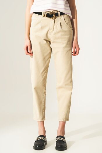 Jean court beige 4