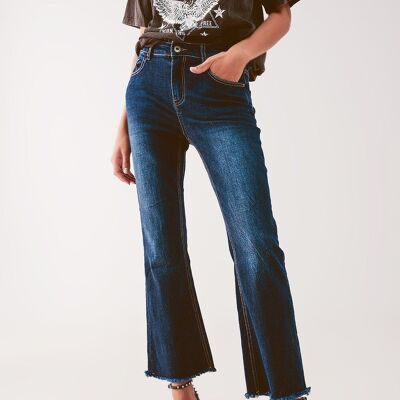 Cropped kickflare jeans in mid washing