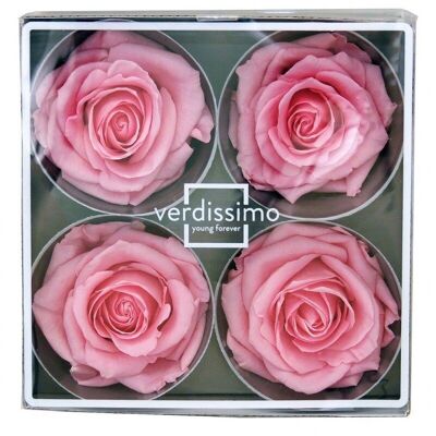 Rosa estabilizada premium Caja de 4 cabezas Rosa Pastel