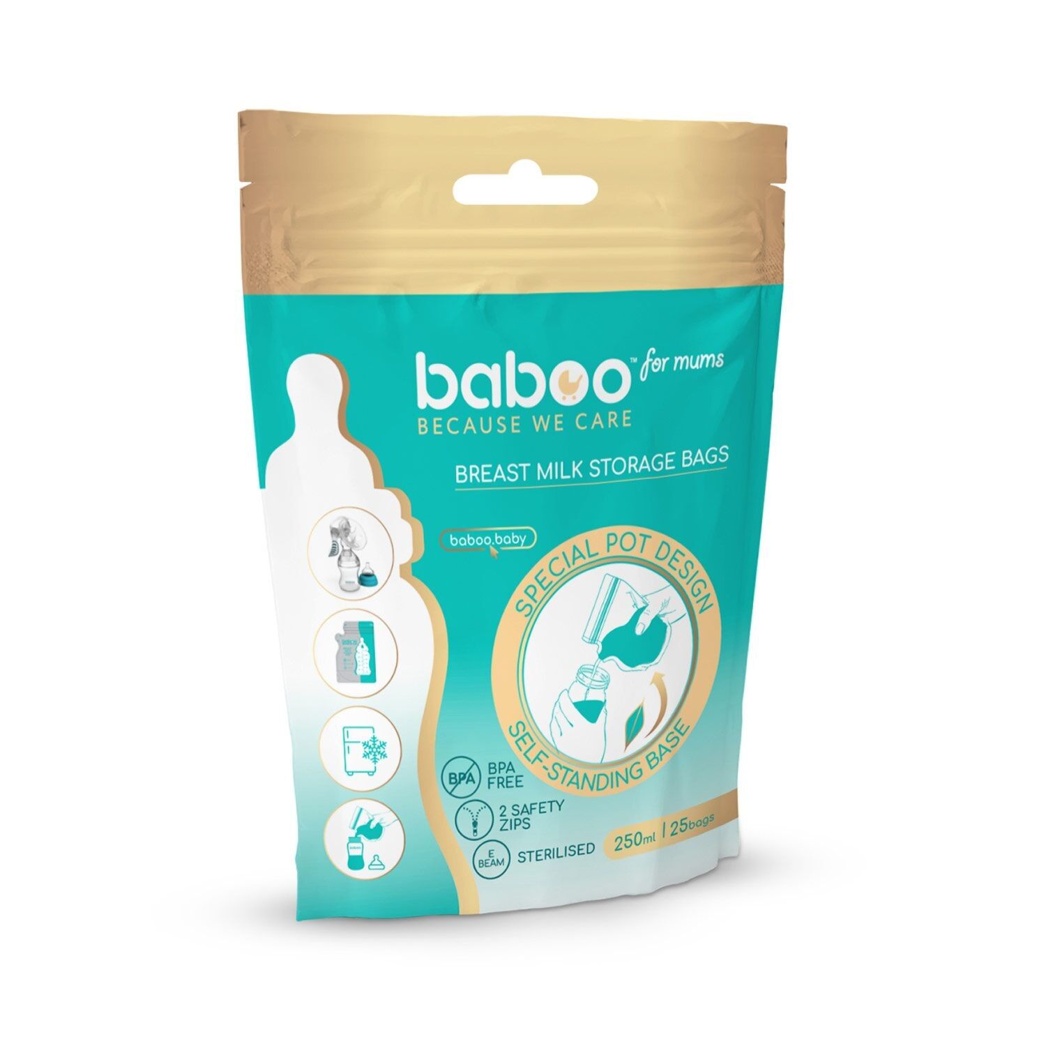Sacchetti per la conservazione del latte materno BABOO® (25 pezzi)