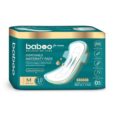 Compresas de maternidad desechables Baboo (10 piezas) Medianas