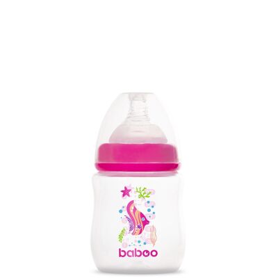 Baboo Anti-Colic Feeding Bottle, 150 ml, Pink, Sea Life, 0+ Months