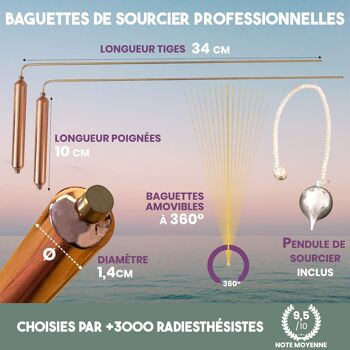 Baguettes de Sourcier Professionnelles Modèle Premium & Pendule Divinatoire | Pack Idéal pour Commencer la Radiesthésie 2