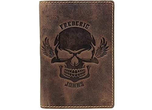 Leather Car Paper Holder - 4-Fold Format (Skull)