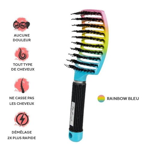 UNE BROSSE DÉMÊLANTE ANTI-CASSE - Rainbow bleu