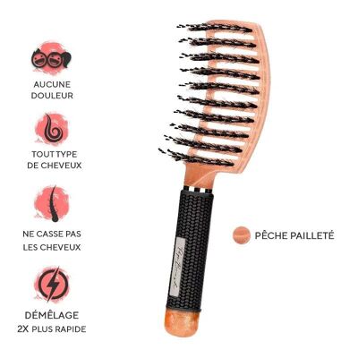 AN ANTI-BREAKAGE DETANGLING BRUSH - Glittery peach