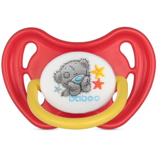 Baboo Silicone Round Soother, Red, Me to You, 0+ Months
