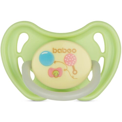 Baboo Latex Round Soother, Glows in the Dark, Green, Baby Shower, 6+ Months