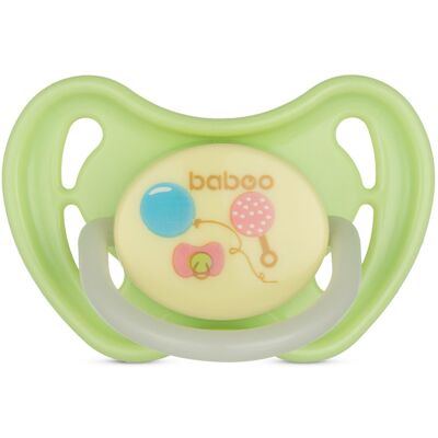 Baboo Latex Round Soother, Glows in the Dark, Green, Baby Shower, 6+ Months
