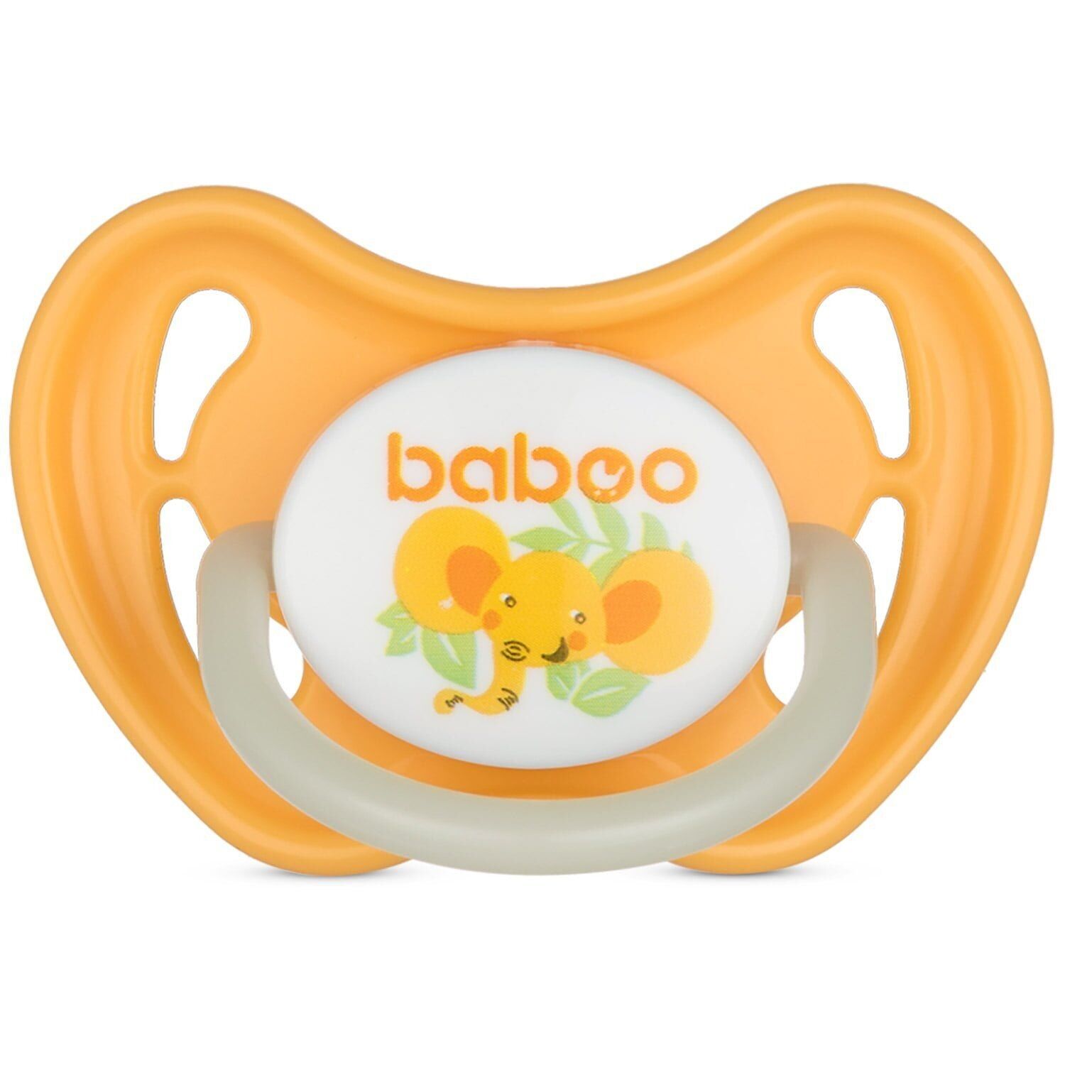 Baboo Latex runder Schnuller, leuchtet im Dunkeln, Orange, Safari, 0+ Monate