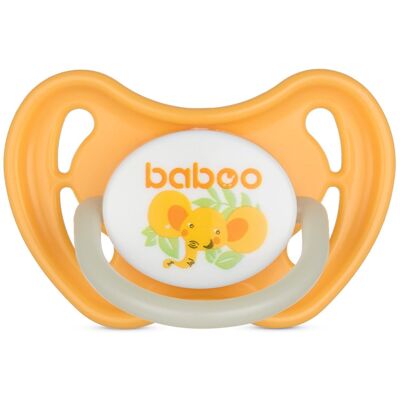 Baboo Latex runder Schnuller, leuchtet im Dunkeln, Orange, Safari, 0+ Monate