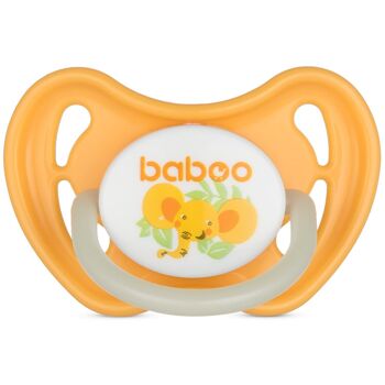 Baboo Sucette ronde en latex, brille dans le noir, orange, safari, 0 mois et plus